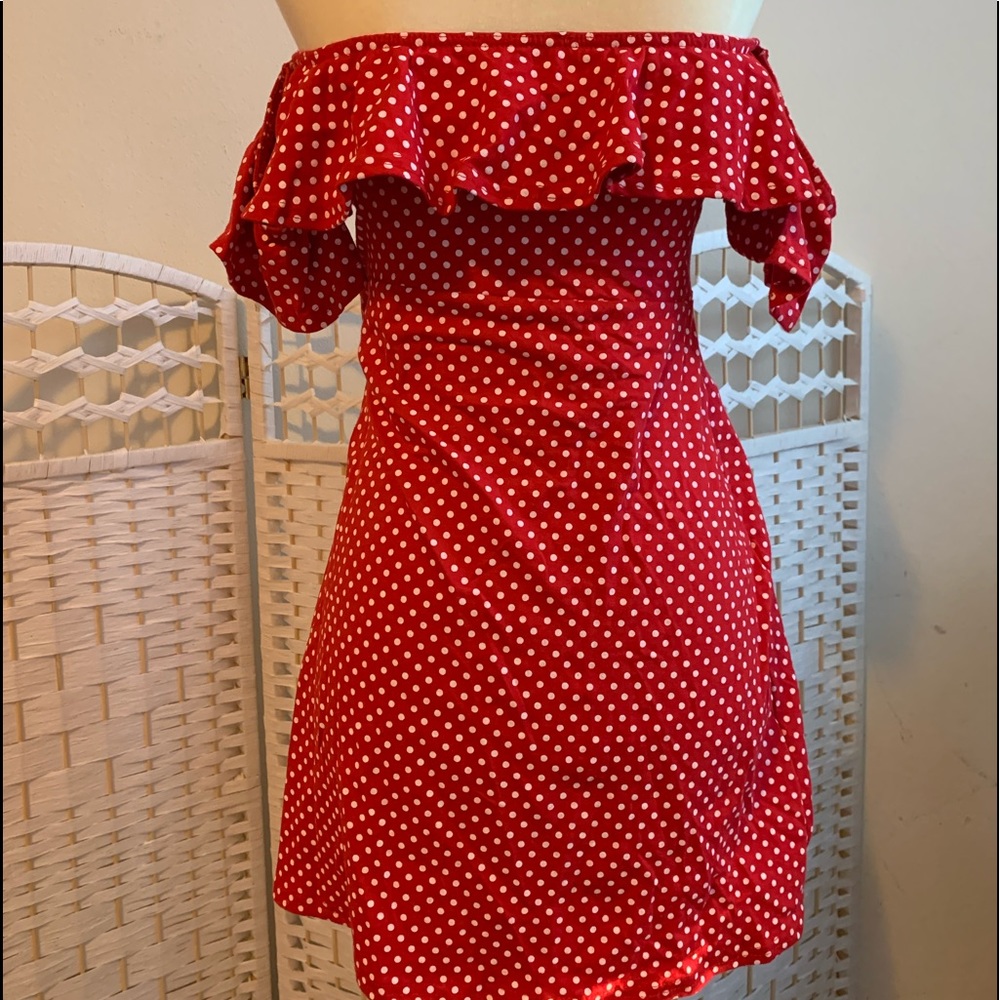Missguided red polka dot skater dress.